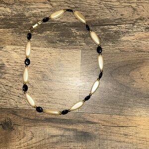 Vintage Napier Elegant Black and Cream Beaded Necklace